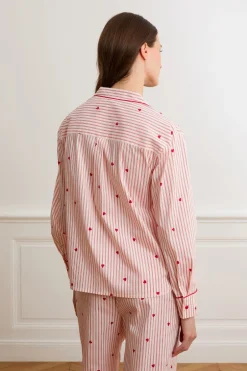ETAM Los Pijamas Más Responsables|Partes De Arriba De Pijama|Camisa a rayas y corazones de algodón IMP FD BLANCO