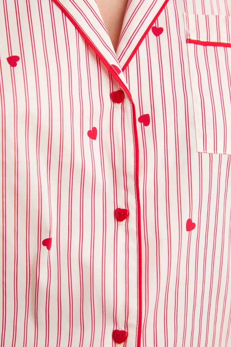 ETAM Los Pijamas Más Responsables|Partes De Arriba De Pijama|Camisa a rayas y corazones de algodón IMP FD BLANCO