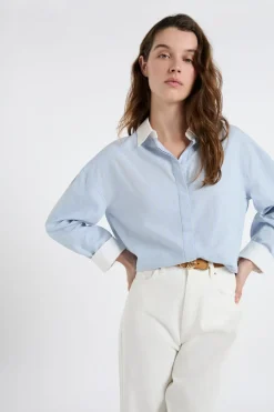 ETAM Camisas Y Blusas Estampadas|Camisas Fluidas|Camisa bicolor con algodón AMARILLO SOL