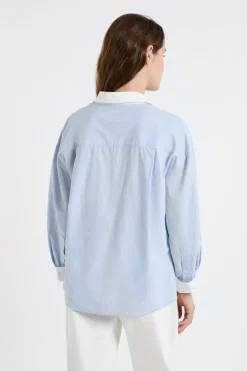 ETAM Camisas Y Blusas Estampadas|Camisas Fluidas|Camisa bicolor con algodón AMARILLO SOL