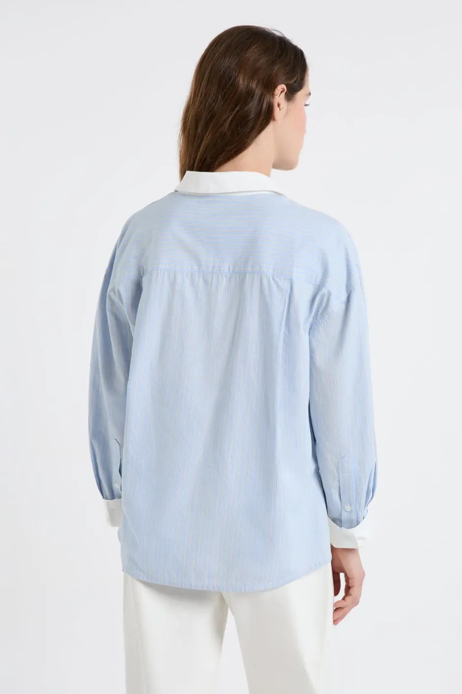 ETAM Camisas Y Blusas Estampadas|Camisas Fluidas|Camisa bicolor con algodón AMARILLO SOL