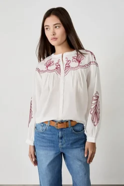 ETAM Camisas Fluidas|Camisas Chic|Camisa bordada BEIGE