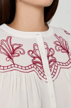 ETAM Camisas Fluidas|Camisas Chic|Camisa bordada BEIGE