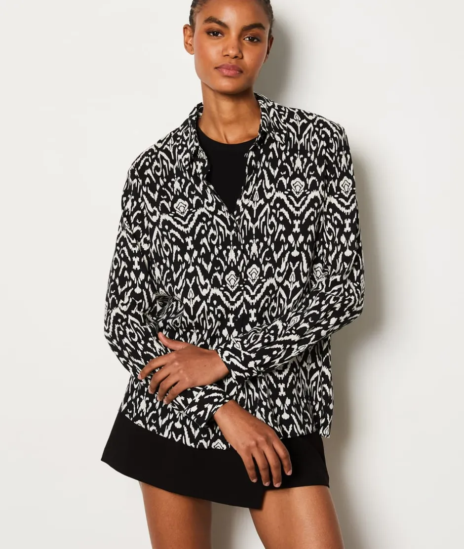 ETAM Camisas Y Blusas Estampadas|Camisas Fluidas|Camisa con estampado fluido ANTRACITA