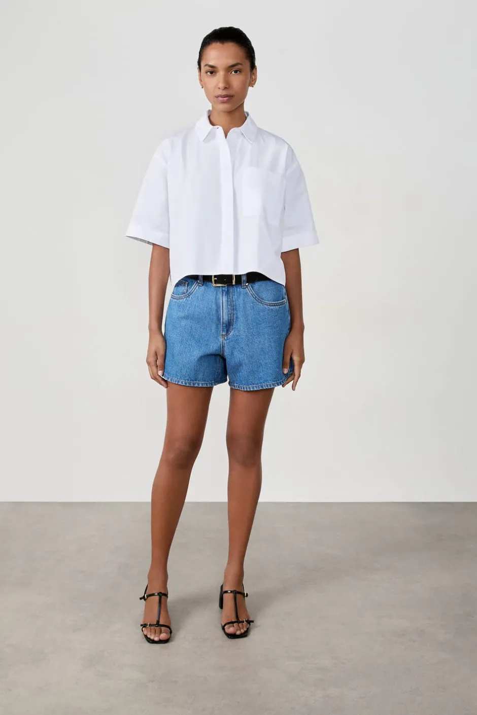 ETAM Camisas Fluidas|Camisas Chic|Camisa corta de manga corta BLANCO