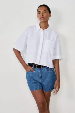 ETAM Camisas Fluidas|Camisas Chic|Camisa corta de manga corta BLANCO