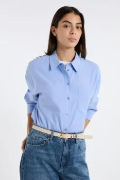 ETAM Camisas Fluidas|Camisas Clásicas|Camisa de algodón AZUL