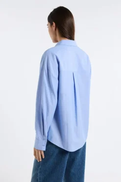 ETAM Camisas Fluidas|Camisas Clásicas|Camisa de algodón AZUL