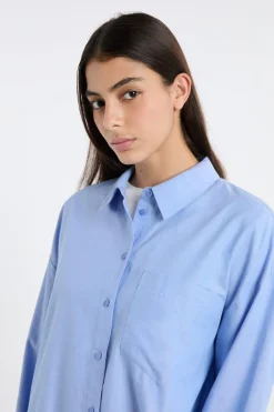 ETAM Camisas Fluidas|Camisas Clásicas|Camisa de algodón AZUL