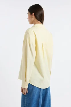 ETAM Camisas Fluidas|Camisas Clásicas|Camisa de algodón AMARILLO P&Aacute;LIDO