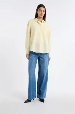 ETAM Camisas Fluidas|Camisas Clásicas|Camisa de algodón AMARILLO PÁLIDO