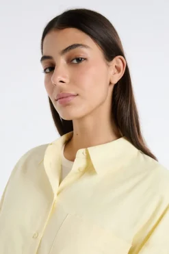 ETAM Camisas Fluidas|Camisas Clásicas|Camisa de algodón AMARILLO PÁLIDO