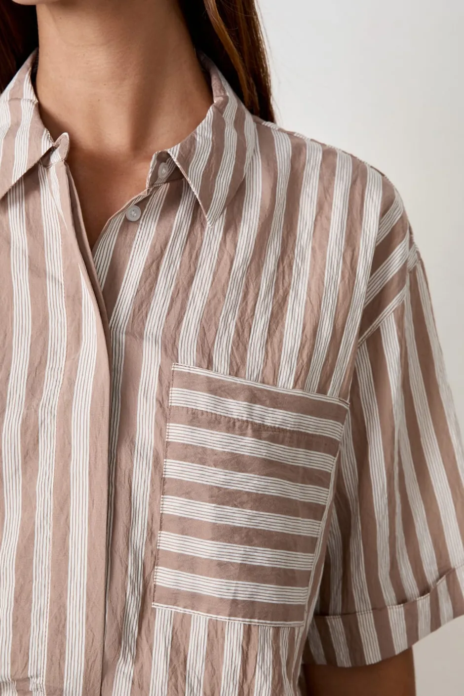 ETAM Camisas Y Blusas Estampadas|Camisas Fluidas|Camisa de manga corta a rayas ESTAMPADO