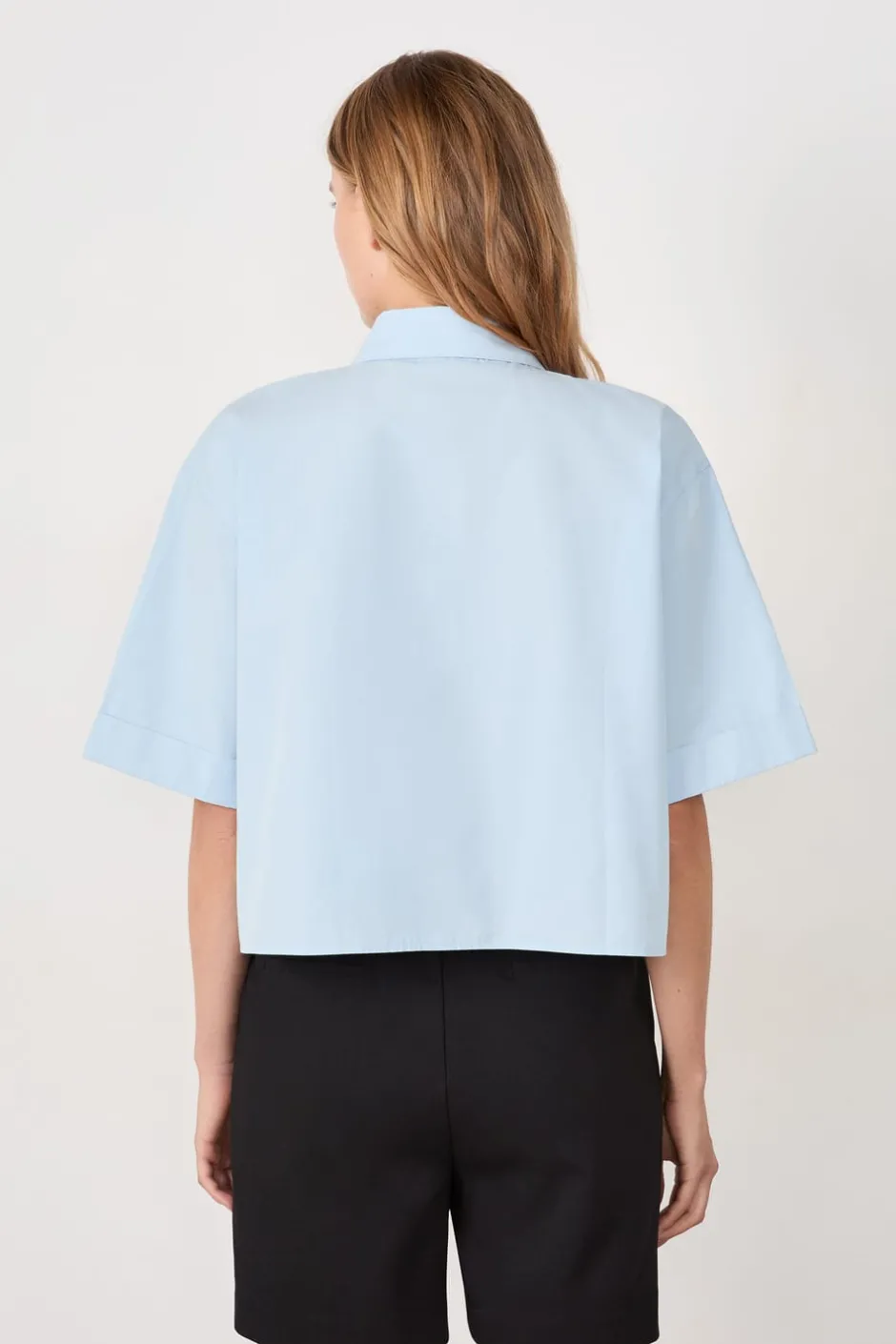 ETAM Camisas Fluidas|Camisas Chic|Camisa de manga corta de algodón AZUL CLARO