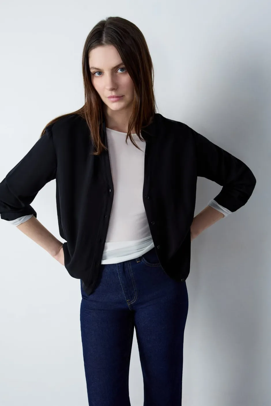 ETAM Camisas Clásicas|Camisas|Camisa de manga larga NEGRO