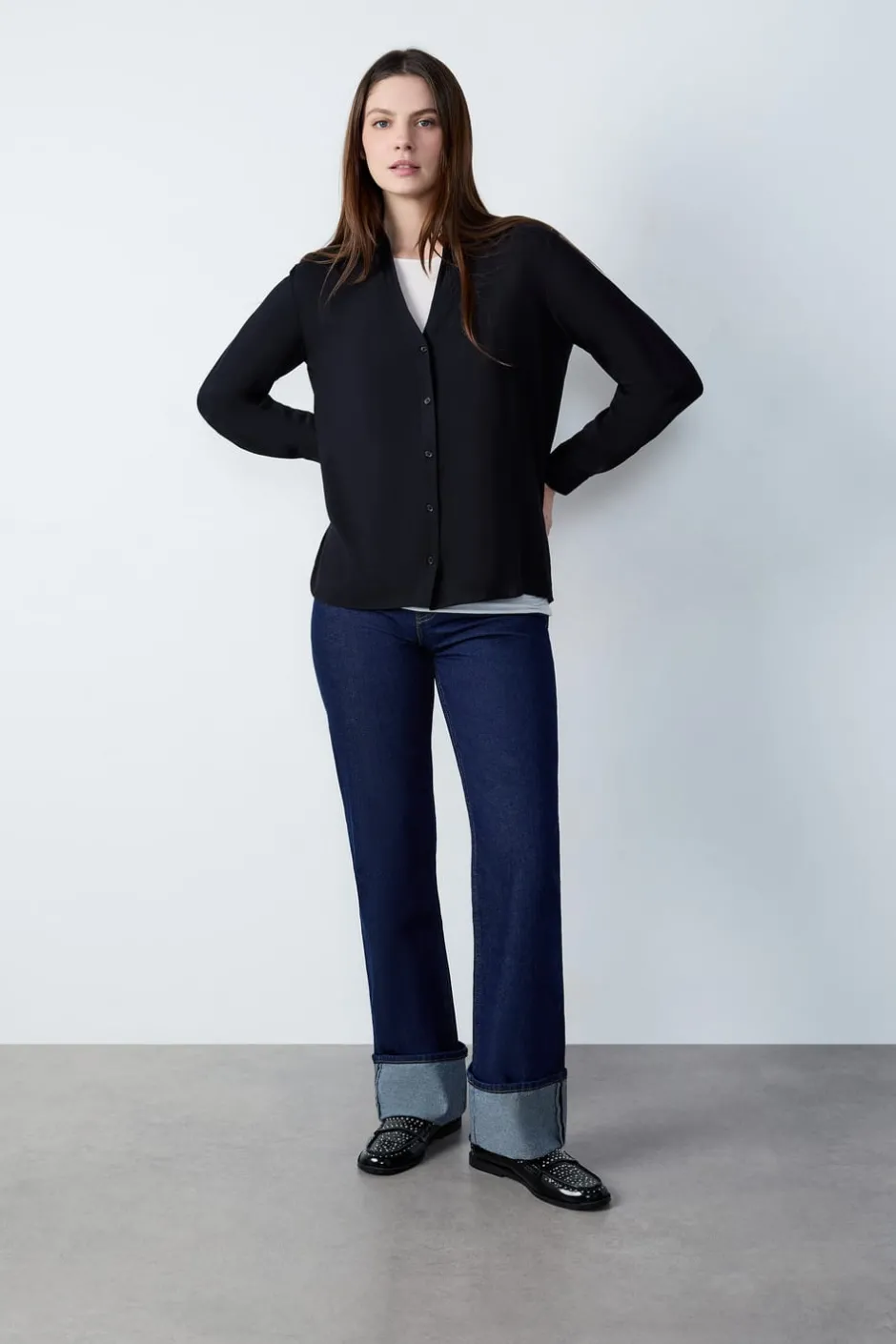 ETAM Camisas Clásicas|Camisas|Camisa de manga larga NEGRO