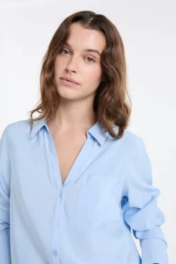 ETAM Camisas Fluidas|Camisas Clásicas|Camisa de manga larga AZUL