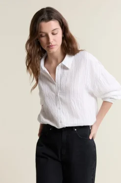 ETAM Camisas Y Blusas Estampadas|Camisas Fluidas|Camisa de manga larga BLANCO