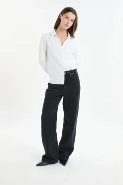 ETAM Camisas Fluidas|Camisas Clásicas|Camisa de manga larga de algodón BLANCO