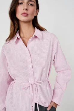ETAM Camisas Y Blusas Estampadas|Camisas Fluidas|Camisa de manga larga de popelina ROSA CHICLE
