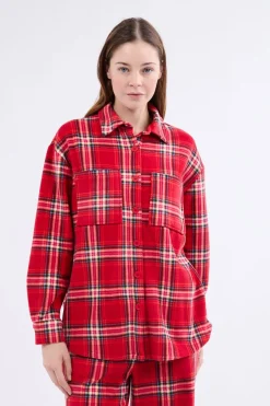 ETAM Pijamas Calentitos|Partes De Arriba De Pijama|Camisa de pijama a cuadros ROJO