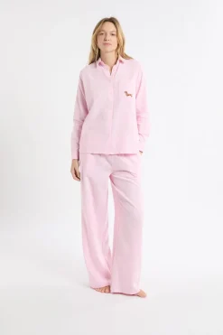 ETAM Los Pijamas Más Responsables|Partes De Arriba De Pijama|Camisa de pijama a cuadros con estampado de perros en algodón ROSA