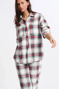 ETAM Los Pijamas Más Responsables|Pijamas Calentitos|Camisa de pijama a cuadros ROJO