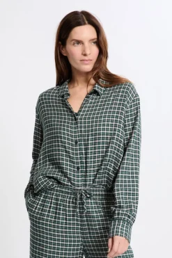 ETAM Partes De Arriba De Pijama|Los Pijamas Más Responsables|Camisa de pijama a cuadros VERDE