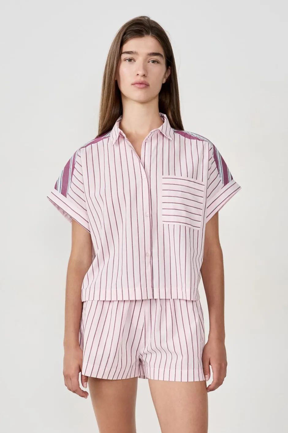 ETAM Partes De Arriba De Pijama|Camisa de pijama a rayas ROSA
