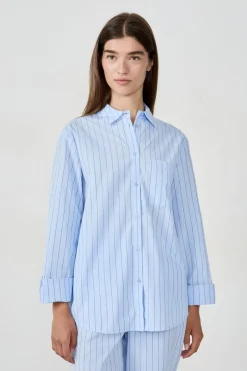 ETAM Partes De Arriba De Pijama|Los Pijamas Más Responsables|Camisa de pijama a rayas AZUL CIELO