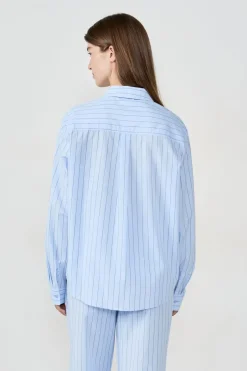 ETAM Partes De Arriba De Pijama|Los Pijamas Más Responsables|Camisa de pijama a rayas AZUL CIELO