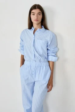 ETAM Partes De Arriba De Pijama|Los Pijamas Más Responsables|Camisa de pijama a rayas AZUL CIELO
