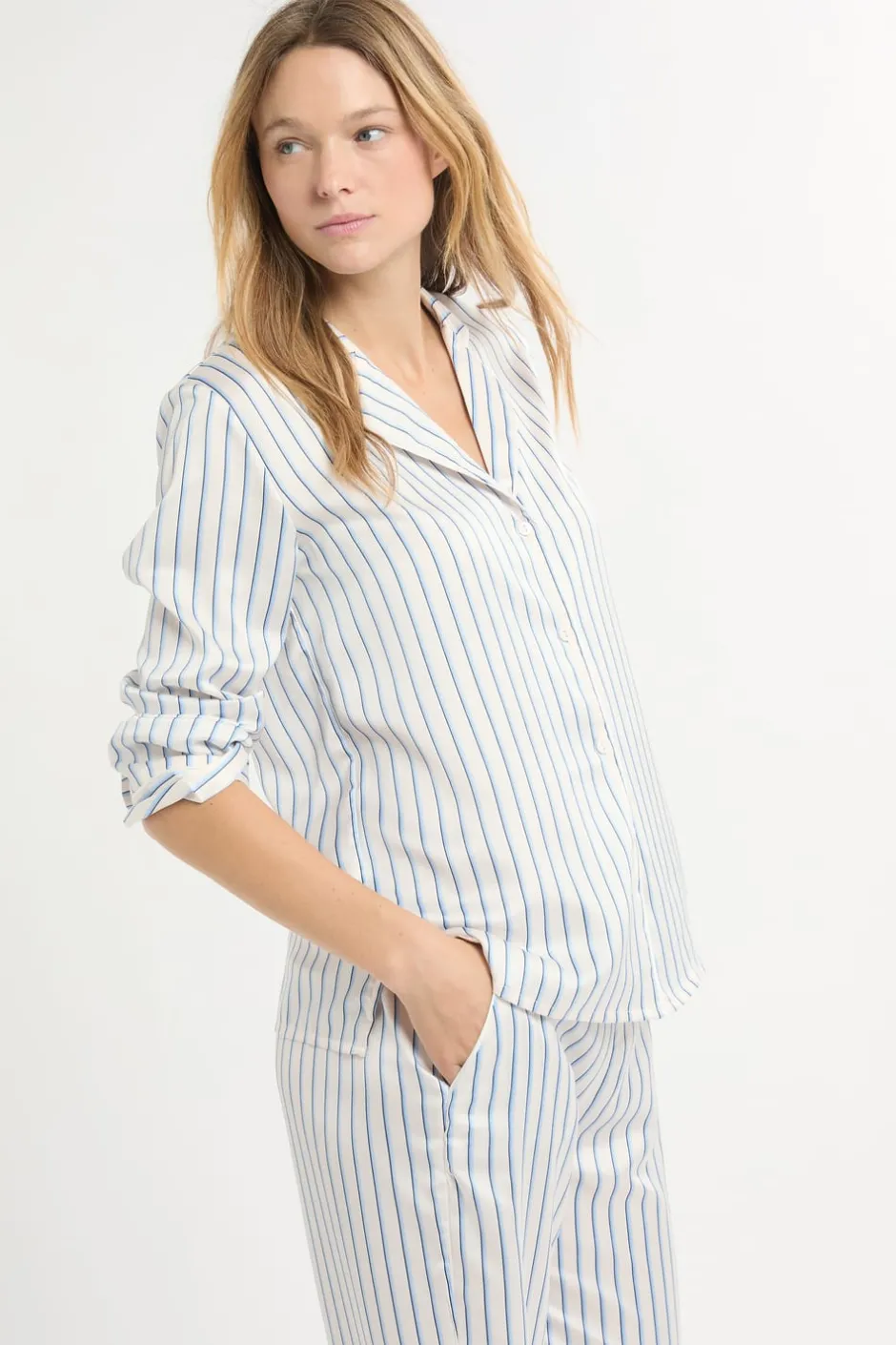 ETAM Partes De Arriba De Pijama|Camisa de pijama a rayas de satén IMP FD marino