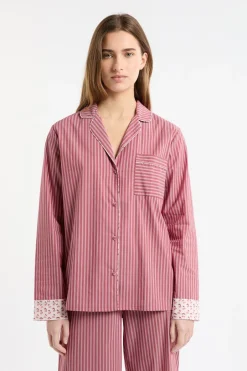 ETAM Los Pijamas Más Responsables|Partes De Arriba De Pijama|Camisa de pijama a rayas con algodón ROSA EMPOLVADO