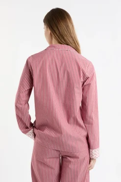 ETAM Los Pijamas Más Responsables|Partes De Arriba De Pijama|Camisa de pijama a rayas con algodón ROSA EMPOLVADO