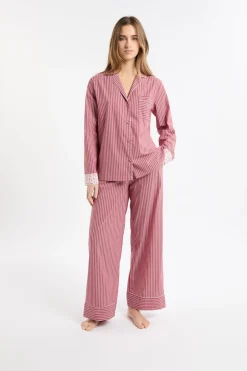ETAM Los Pijamas Más Responsables|Partes De Arriba De Pijama|Camisa de pijama a rayas con algodón ROSA EMPOLVADO