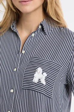 ETAM Los Pijamas Más Responsables|Partes De Arriba De Pijama|Camisa de pijama a rayas con estampado de perros marino