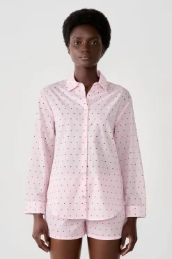 ETAM Pijamas Para Novias|Partes De Arriba De Pijama|Camisa de pijama con corazones ROSA CHICLE