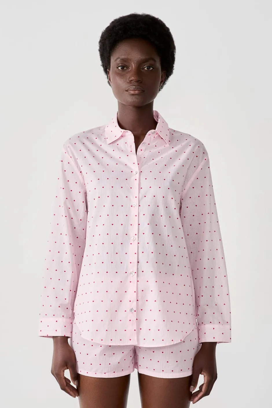 ETAM Pijamas Para Novias|Partes De Arriba De Pijama|Camisa de pijama con corazones ROSA CHICLE