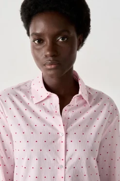 ETAM Pijamas Para Novias|Partes De Arriba De Pijama|Camisa de pijama con corazones ROSA CHICLE