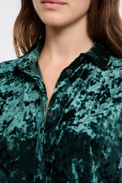 ETAM Los Pijamas Más Responsables|Partes De Arriba De Pijama|Camisa de pijama con efecto terciopelo ESMERALDA