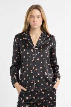 ETAM Partes De Arriba De Pijama|Camisa de pijama con estampado floral de satén MULTICOLOR
