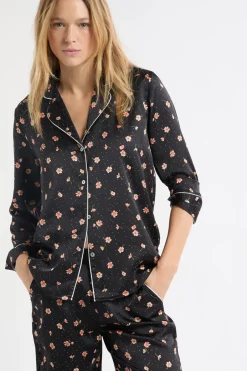 ETAM Partes De Arriba De Pijama|Camisa de pijama con estampado floral de satén MULTICOLOR