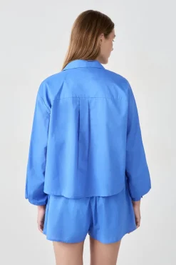 ETAM Partes De Arriba De Pijama|Los Pijamas Más Responsables|Camisa de pijama de algodón AZUL ROYAL