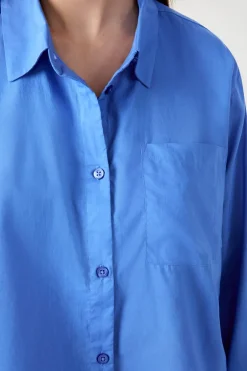 ETAM Partes De Arriba De Pijama|Los Pijamas Más Responsables|Camisa de pijama de algodón AZUL ROYAL