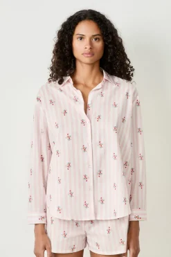 ETAM Partes De Arriba De Pijama|Camisa de pijama de algodón estampada ROSA CLARO