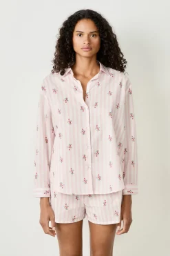 ETAM Partes De Arriba De Pijama|Camisa de pijama de algodón estampada ROSA CLARO