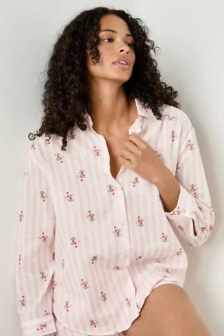 ETAM Partes De Arriba De Pijama|Camisa de pijama de algodón estampada ROSA CLARO