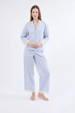 ETAM Partes De Arriba De Pijama|Los Pijamas Más Responsables|Camisa de pijama de manga larga a rayas AZUL