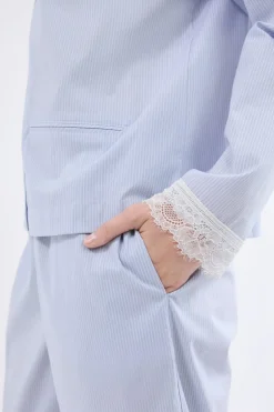 ETAM Partes De Arriba De Pijama|Los Pijamas Más Responsables|Camisa de pijama de manga larga a rayas AZUL